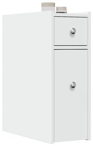 Ντουλάπι Μπάνιου Στενό με Ροδάκια Λευκό Επεξ. Ξύλο