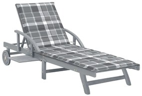 vidaXL Ξαπλώστρα Κήπου από Μασίφ Ξύλο Ακακίας με Μαξιλάρι