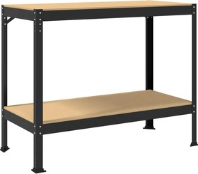 vidaXL Εργαστηριακός πάγκος με ράφι Μαύρο 115 x 55 x 91 εκ