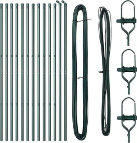 vidaXL Στύλος Περιφράξεων 13 pcs Πράσινο Ατσάλι