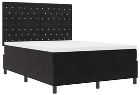vidaXL Κρεβάτι με ελατήρια με στρώμα Μαύρο 160 x 200 cm Βελούδο