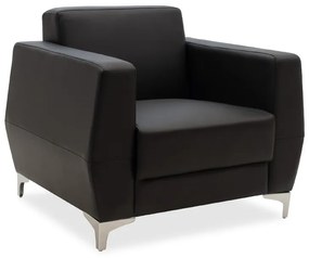 Πολυθρόνα Dermis pakoworld inox-τεχνόδερμα μαύρο 88x75x75εκ 132-000001