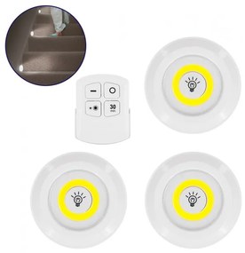 Φωτιστικά Νυκτός Μπαταρίας LED COB 6W Timer RF-Σετ 3 Ψυχρό 6000K 79044 Globostar 79044