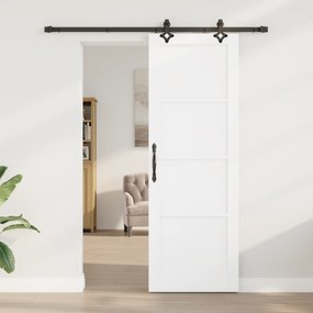vidaXL Συρόμενη Πόρτα  με Σετ Εξαρτημάτων Λευκή 73.5x211 εκ. Στερεό Ξύλο Πεύκου