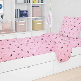 Παπλωματοθήκη Βρεφική Εμπριμέ Panda 111 Pink DimCol 120x160cm 100% Cotton