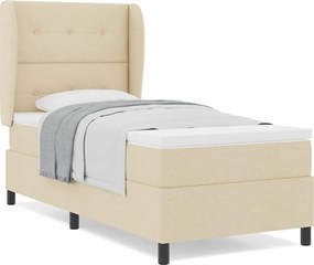 vidaXL Κρεβάτι με ελατήρια με στρώμα Κρεμ 100 x 200 cm ύφασμα