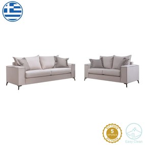 Intrahome Σετ σαλονιού Verona 2τεμ 2θέσιος-3θέσιος cream - μαξιλάρια mocha | SKU: INTRAPA-279111156