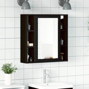 vidaXL Ντουλάπι Καθρέφτη Μπάνιου Μαύρο Δρυς 60x16x60 εκ. από Τεχνητό Ξύλο