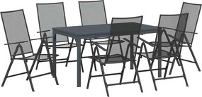 vidaXL Σέτ φαγητού για κήπο 7 pcs Ανθρακί Ατσάλι με Πούδρα