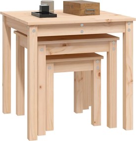 vidaXL Τραπεζάκια Ζιγκόν 3 τεμ. από Μασίφ Ξύλο Πεύκου