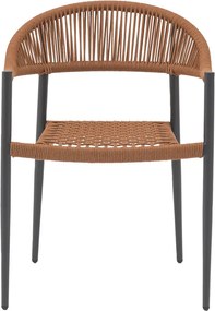 Πολυθρόνα κήπου Freiburg pakoworld αλουμίνιο μαύρο-σχοινί μόκα