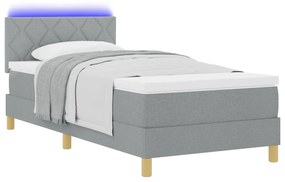 vidaXL Κρεβάτι με Στρώμα & LED Γκρι 100x200 εκ. Υφάσματος