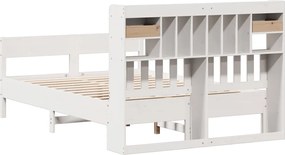 vidaXL Κρεβάτι Βιβλιοθήκη Χωρίς Στρώμα 140x200 εκ Μασίφ Ξύλο Πεύκο