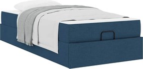 vidaXL Σκελετός κρεβατιού με στρώμα 2 pcs Μπλε ύφασμα