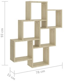 vidaXL Ράφι Κύβος Τοίχου Sonoma Δρυς 78 x 15 x 93 εκ. από Επεξ. Ξύλο