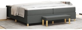 vidaXL Κρεβάτι με Ελατήριο με Στρώμα & Πάγκο Σκοτεινό Γκρι 200x200 εκ Ύφασμα