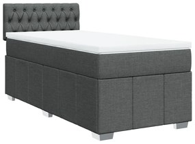 Κρεβάτι Boxspring με Στρώμα Σκούρο Γκρι 90x200 εκ. Υφασμάτινο - Γκρι