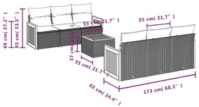 vidaXL Σαλόνι Κήπου Σετ 7 τεμ. Μπεζ Συνθετικό Ρατάν με Μαξιλάρια