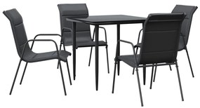 vidaXL Σετ Τραπεζαρίας Κήπου 5 Τεμαχίων Μαύρο Ατσάλι &amp; Textilene