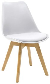 Καρέκλα Gaston PP-PU λευκό-φυσικό πόδι 48x55x83εκ Υλικό: PP 2000g/m³ - PU - 27mm BEECH WOOD 271-000001