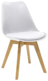 Καρέκλα Gaston PP-PU λευκό-φυσικό πόδι 53.5x48.5x83εκ Υλικό: PP 2000g/m³   - PU - 27mm BEECH WOOD 271-000001