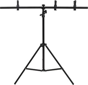 vidaXL Βάση Φόντου σε Σχήμα Τ Μαύρη 91 x 60 x (70-200) εκ.