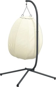 vidaXL Πολυθρόνα Egg Κρεμαστή με Βάση Μπεζ Ύφασμα / Ατσάλι