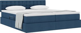 vidaXL Κρεβάτι Αποθήκης με στρώμα Μπλε 200 x 200 cm Τεχνητό Δέρμα