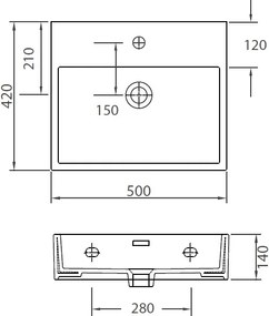 Esvit Daphne 53709 - Νιπτήρας μπάνιου 50x42