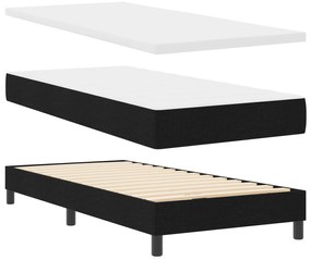vidaXL Κρεβάτι Box Spring με Στρώμα & LED Μαύρο 90x190 εκ. Υφάσματος