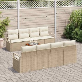 vidaXL Σετ Καναπέ Κήπου με μαξιλάρι 9 pcs Μπεζ Πολυ ράταν