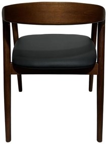 Καρέκλα Πολυθρόνα Hogie rubberwood σε καφέ απόχρωση με μαύρο pu μαξιλάρι 61x60x76εκ 2αδα 61x60x76 εκ.