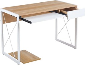 UNIT Γραφείο Η/Υ, Μέταλλο Βαφή Άσπρο, Melamine Απόχρωση Sonoma   1τμχ