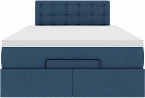 vidaXL Οθωμανικό κρεβάτι με στρώμα μπλε 120x200cm ύφασμα