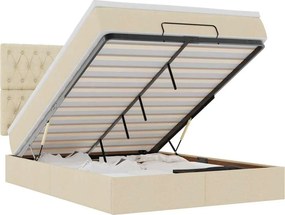 vidaXL Οθωμανικό κρεβάτι με στρώμα Cream 140x190cm ύφασμα
