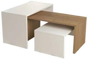 Τραπέζι σαλονιού Alteo μελαμίνης oak-λευκό 65x45x35εκ Υλικό: CHIPBOARD MELAMINE 197-000187