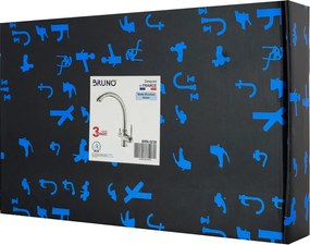 BRUNO μπαταρία πάγκου κουζίνας BRN-0238, τρίοδη, αναμεικτική, ασημί