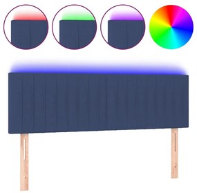 Κεφαλάρι Κρεβατιού LED Μπλε 144x5x78/88 εκ. Υφασμάτινο - Μπλε