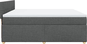 vidaXL Κρεβάτι Boxspring με Στρώμα Σκούρο Γκρι 200x200 εκ. Υφασμάτινο