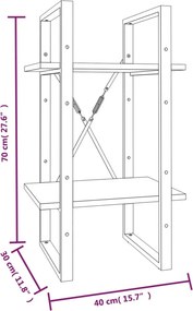 vidaXL Βιβλιοθήκη με 2 Ράφια Γκρι Sonoma 40x30x70 εκ. Επεξεργ. Ξύλο