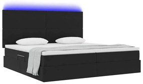 vidaXL Κρεβάτι με αποθηκευτικό χώρο και LED Μαύρο 200 x 200 cm Βελούδο