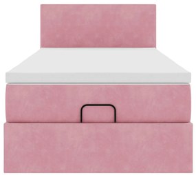 vidaXL Οθωμανικό κρεβάτι με στρώμα ροζ 90x200cm Velvet