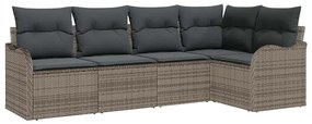 vidaXL Σετ Καναπέ Κήπου με μαξιλάρι 5 pcs Γκρι Πολυ ράταν