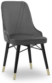 Καρέκλα τραπεζαρίας Floria Megapap από βελούδο χρώμα γκρι - μαύρο/χρυσό πόδι 54x48x91εκ. - 0222818