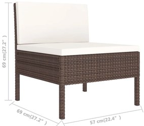 vidaXL Σαλόνι Κήπου Σετ 6 Τεμαχίων Καφέ Συνθετικό Ρατάν με Μαξιλάρια