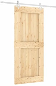 vidaXL Συρόμενη Μεσόπορτα με Μηχανισμό 90 x 210 εκ. Μασίφ Ξύλο Πεύκου