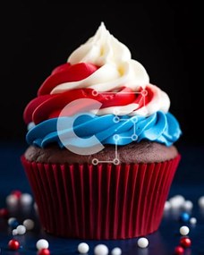 Intra Συλλεκτικό Ξύλινο Παζλ Plywood 4mm - Πατριωτικό Cupcake με Κόκκινο, Λευκό και Μπλε γλάσο Σε Ξύλινο Κουτί - Διαστάσεις: 10x10 cm – 25 κομμάτια