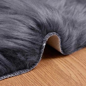 vidaXL Ψεύτικο Δέρμα Προβάτου Χαλί Tafalla Ανθρακί 80 x 120 cm