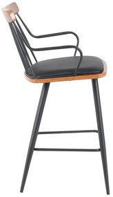 Σκαμπό μπαρ Posse μέταλλο μαύρο-καρυδί ξύλο-μαύρο pu 48x54x92.5εκ 48x54x92.5 εκ.