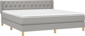 vidaXL Κρεβάτι Boxspring με Στρώμα Αν. Πράσινο 160x200εκ Υφασμάτινο